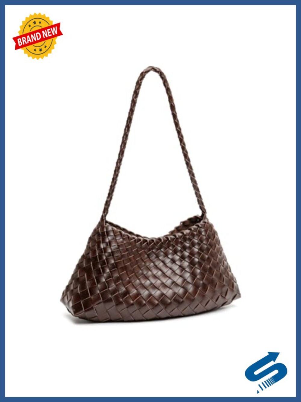 Woven Faux Leather Hobo Shoulder Bag Small Vegan Purse for Women